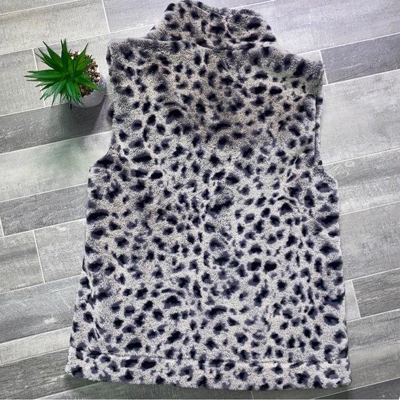 Anthropologie Dylan Los Angeles Faux Fur Vest Leopard Print Small Gray Mob Wife - Picture 10 of 10